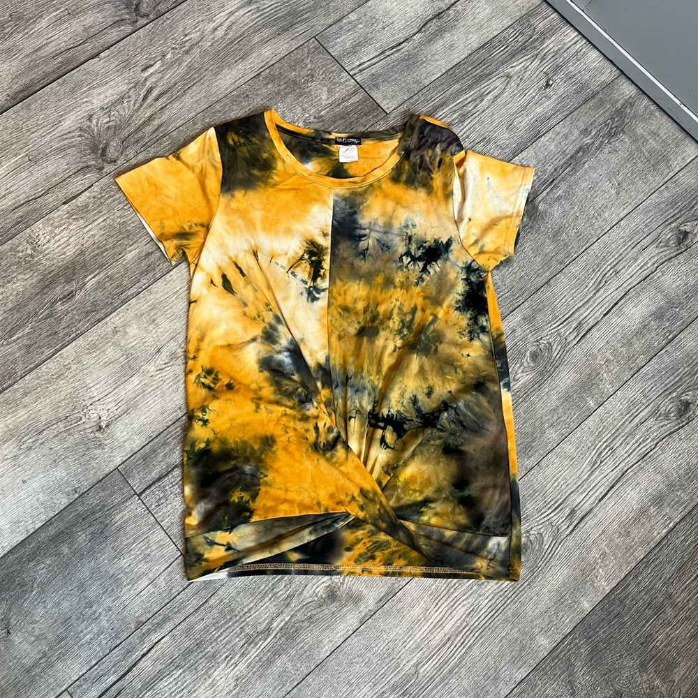 Top‎ Fashion of NY Plus Size 3X Womens Tie-Dye T-Shirt in Yellow and Black